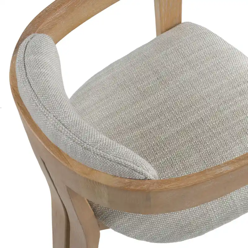 Modrest Belton Modern Off-White Fabric & White Wash Oak Dining Chair