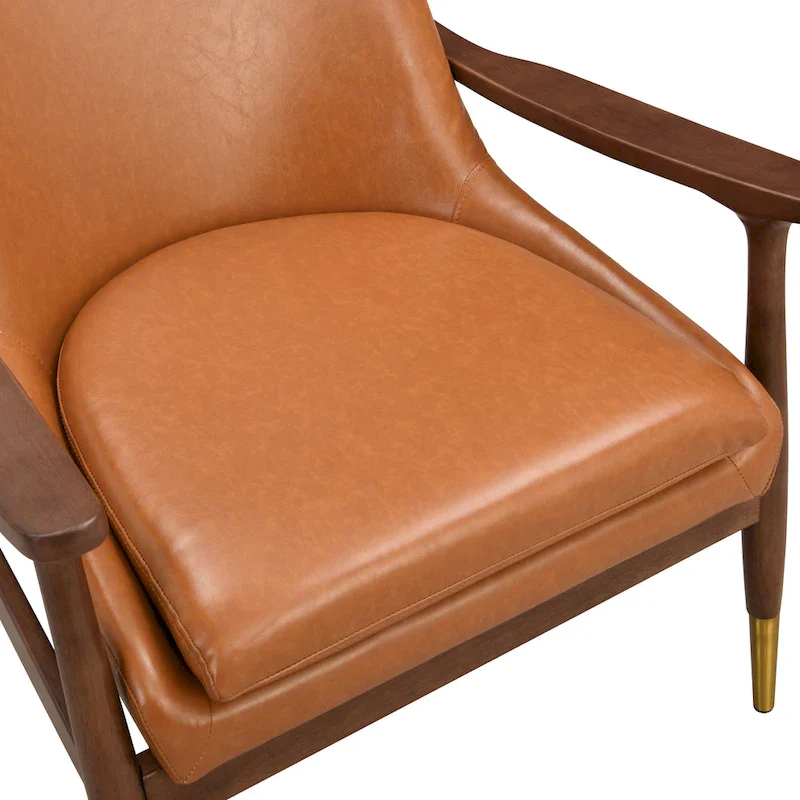 Brown 29.2 Faux Leather Lounge Chair with Tapered Legs