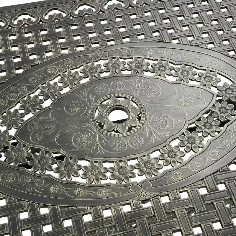 71 Elegant Hollowed Out Cast Aluminum Rectangular Table-Antique Bronze