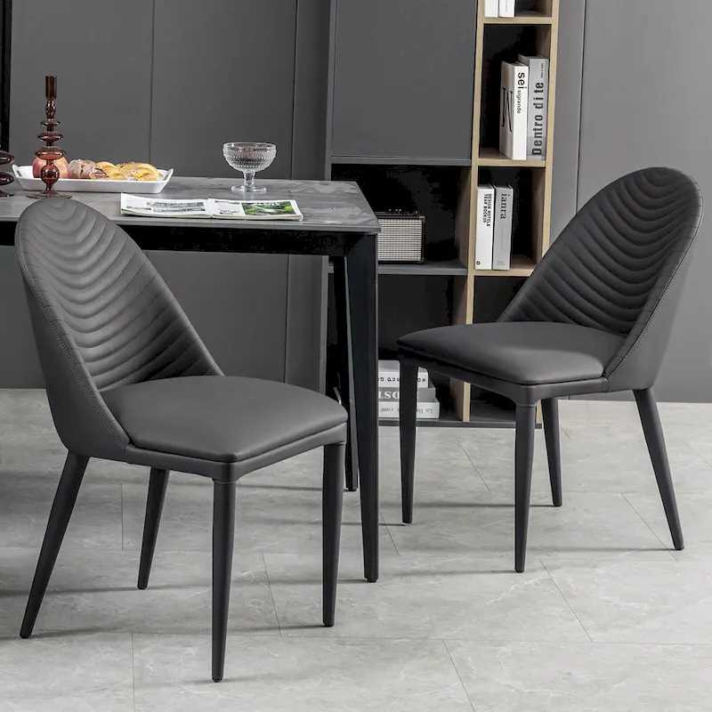 Fully Assembled Microfiber Leather Upholstered Dining Chairs, Set of 2 - 22.44 D x 18.5 W x 32.28 H