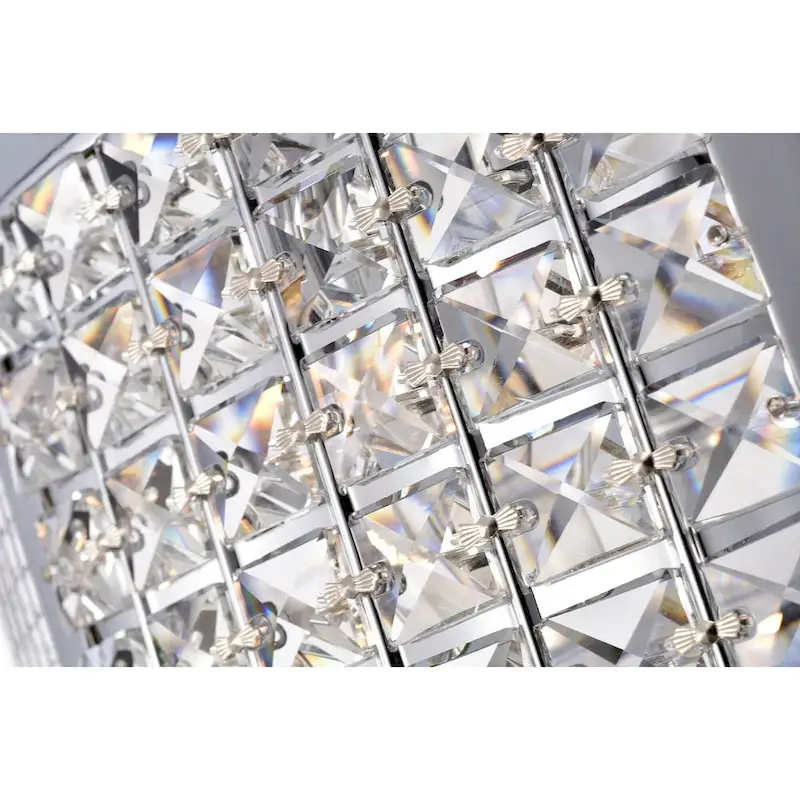 Kellan Chrome Ceiling Fan19-Inch 4-Light Geometric Metal & Crystal Drum Shade (Includes Remote)