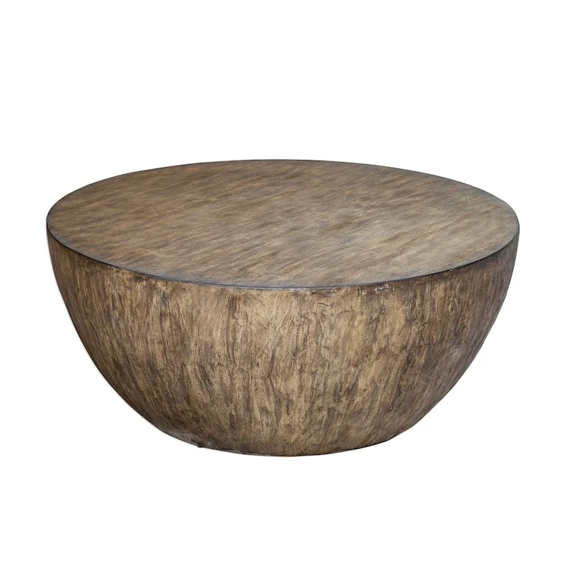 Uttermost Lark Aged Walnut Wood Round Coffee Table