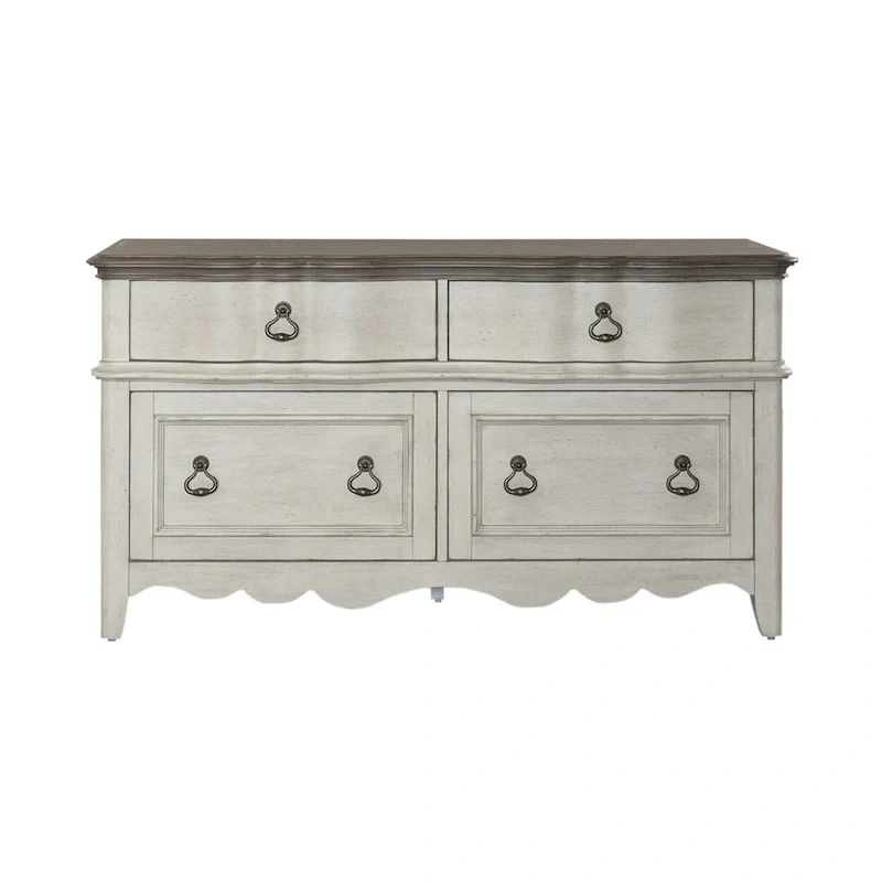 Chesapeake Wirebrushed Antique White Credenza - Width 56 x Depth 21 x Height 30