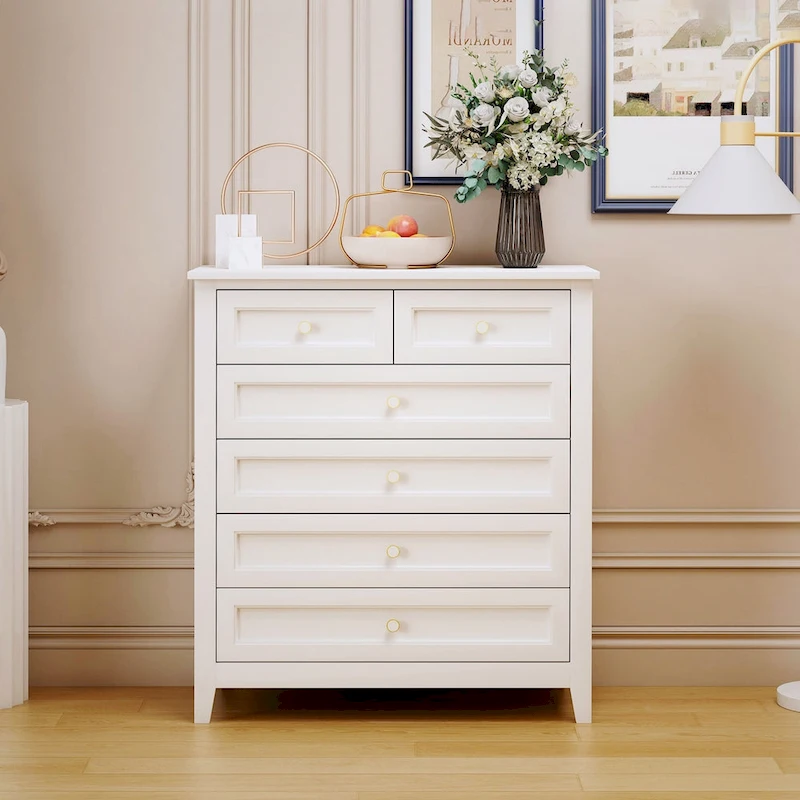 Solid Wood Spray-painted 6 Drawer Chest