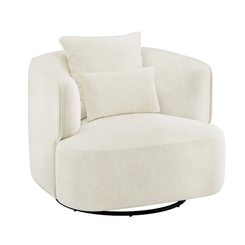 LUE BONA Swivel Accent Armchair Fabric Blend, Modern Upholstered Barrel Chair Living Room Sofa Chair