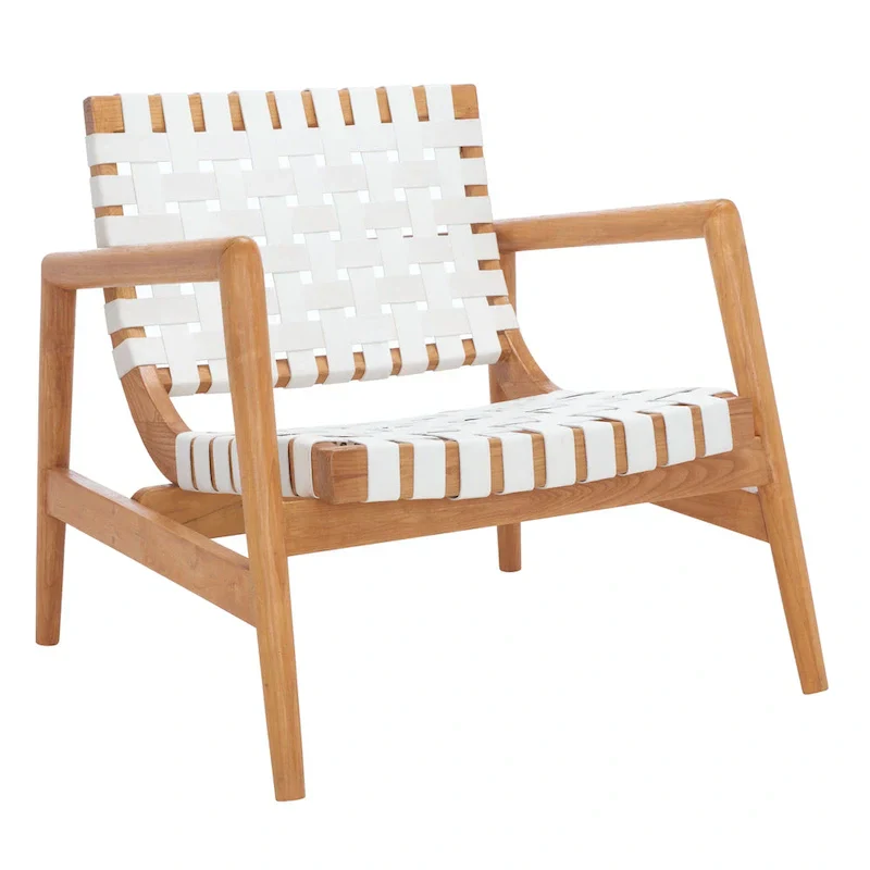 SAFAVIEH Vena Leather Woven Accent Chair - 30 W x 28 D x 28 H - 30Wx28Dx28H