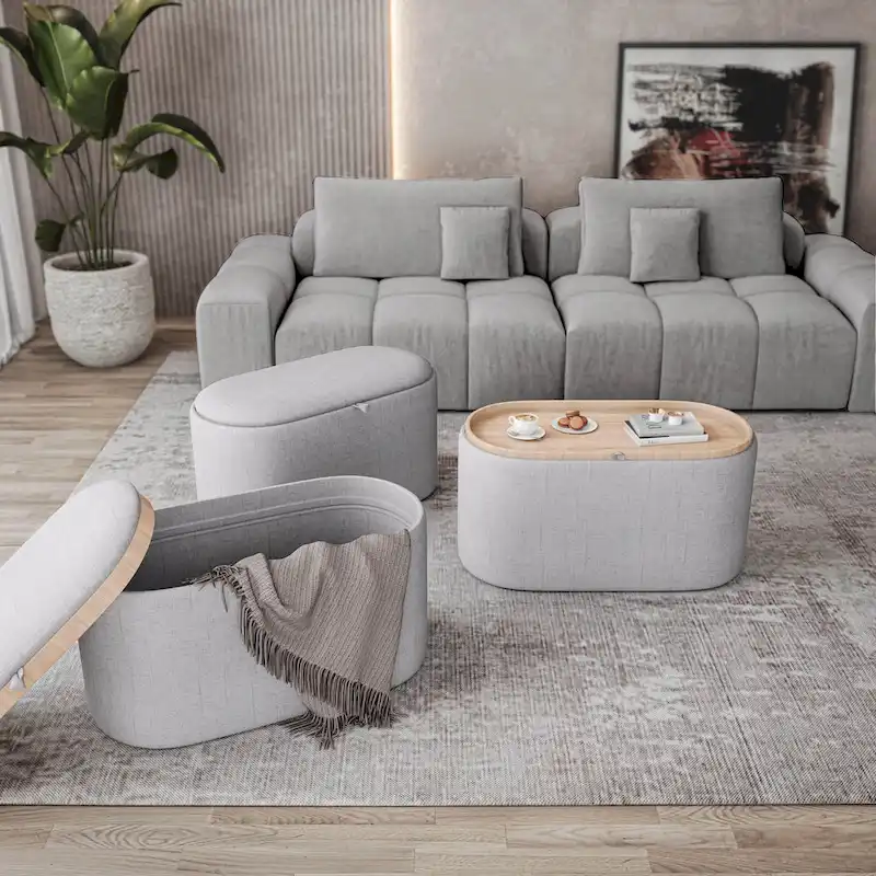 Versatile Reversible Ottoman with Spacious Storage for Stylish Living