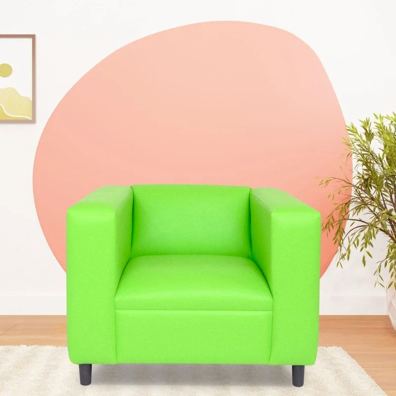 Coast to Coast Sofas Mid Century Modern Sofa Chair Faux Leather Solid Wood Frame Upholstered