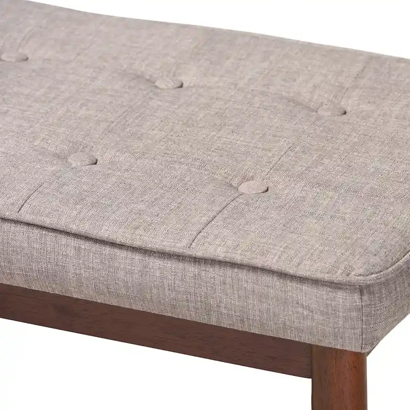 Mid-Century Modern Fabric Upholstered Dining Bench