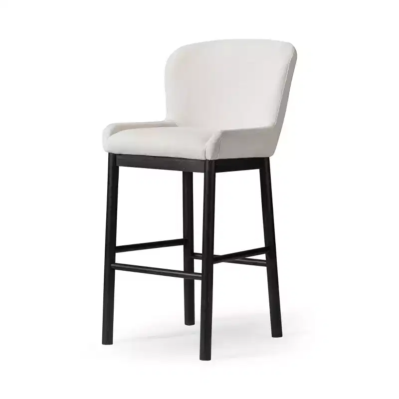 Upholstered High Back Bar Stool, Gray Fabric, 1-Person