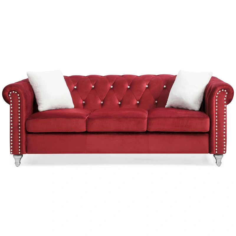 Raisa Microsuede Velvet Tufted Sofa