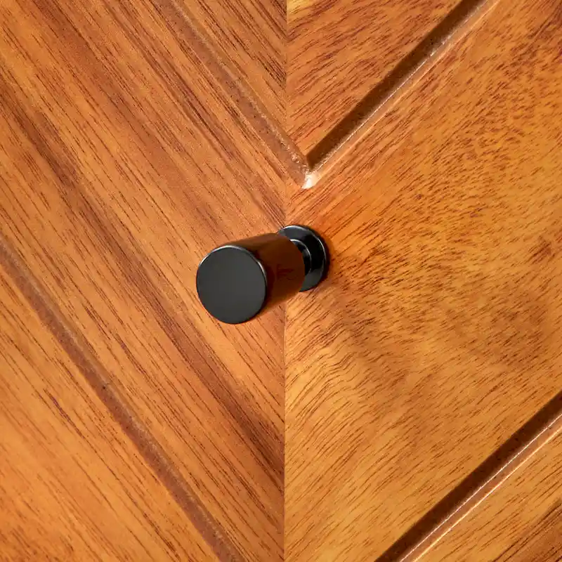 Coffee Table with 2 Drawers, Oak, Chevron Pattern, Mid-Century Modern, Acacia Veneer