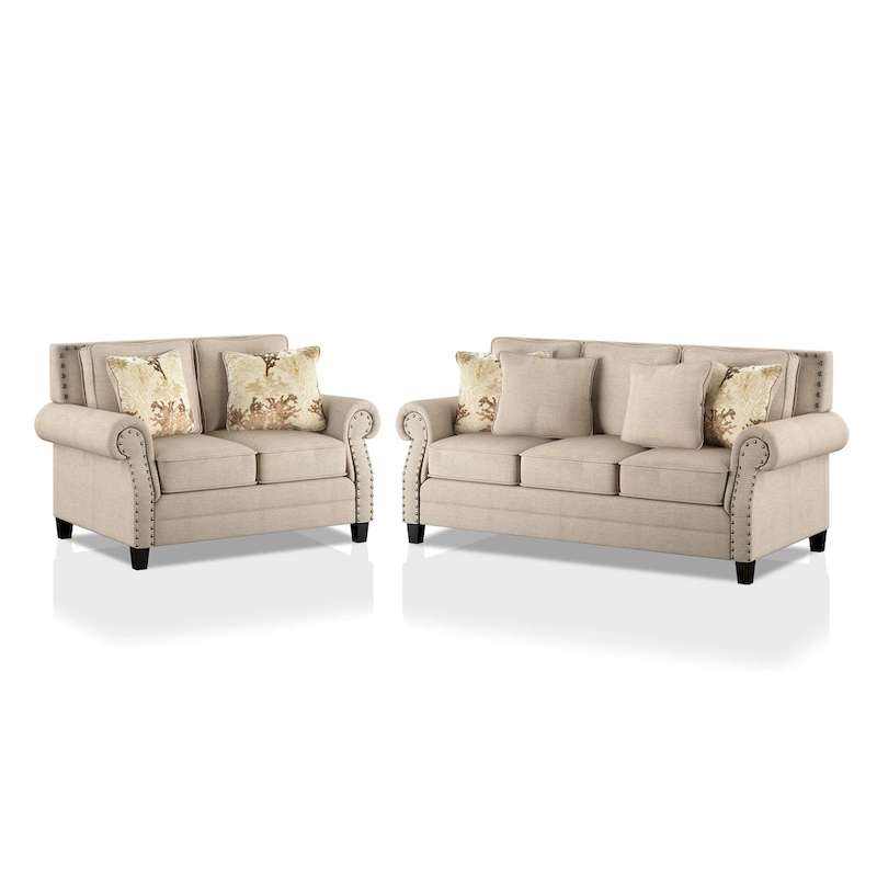 Furniture of America Qyn Traditional Beige 2-piece Living Room Set