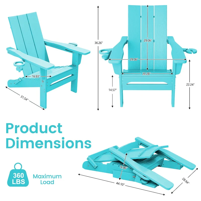 HDPE Modern All weather Adirondack Chairs with Cup-holders