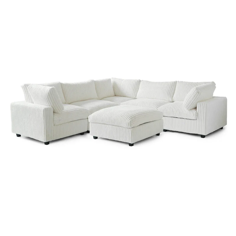 6-Piece Modular Sectional Sofa with Chaise and Ottoman