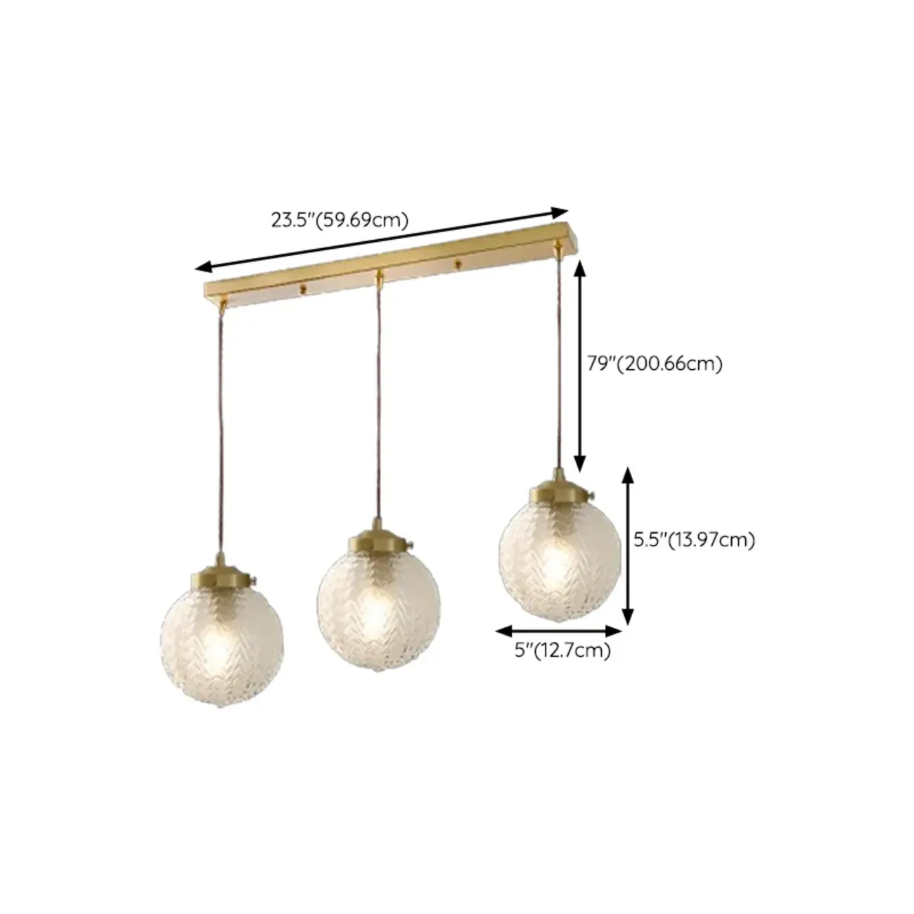 Modern Gold Carved Glass Globe Pendant Light