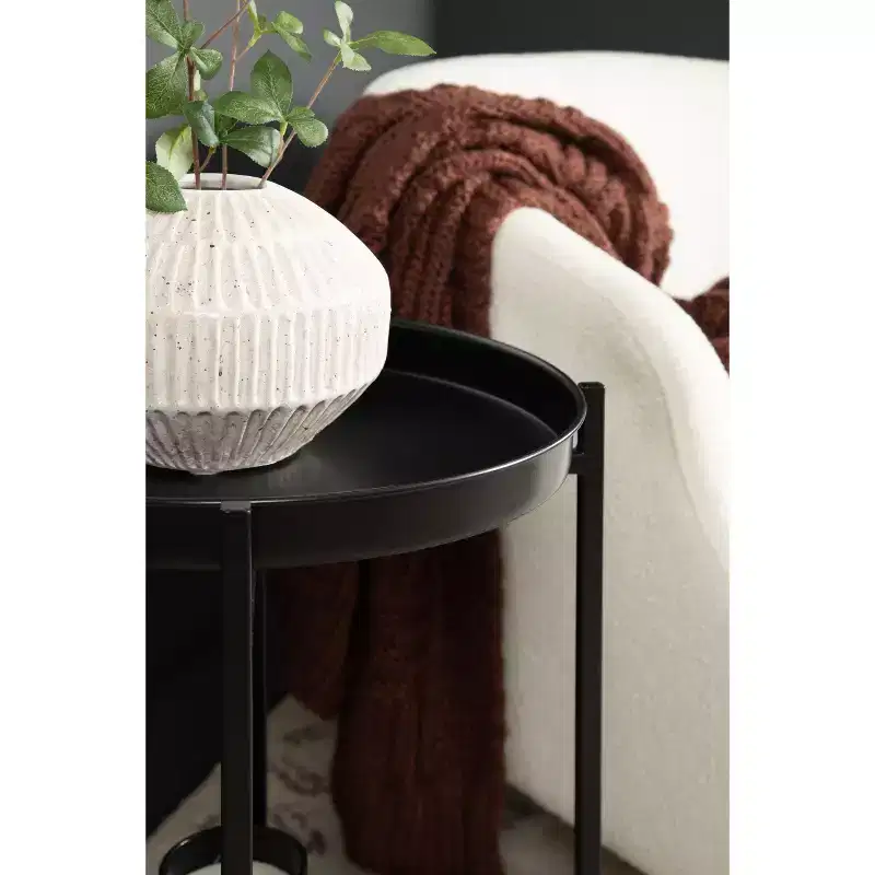 Round 2-Tier Metal Foldable Tray Table