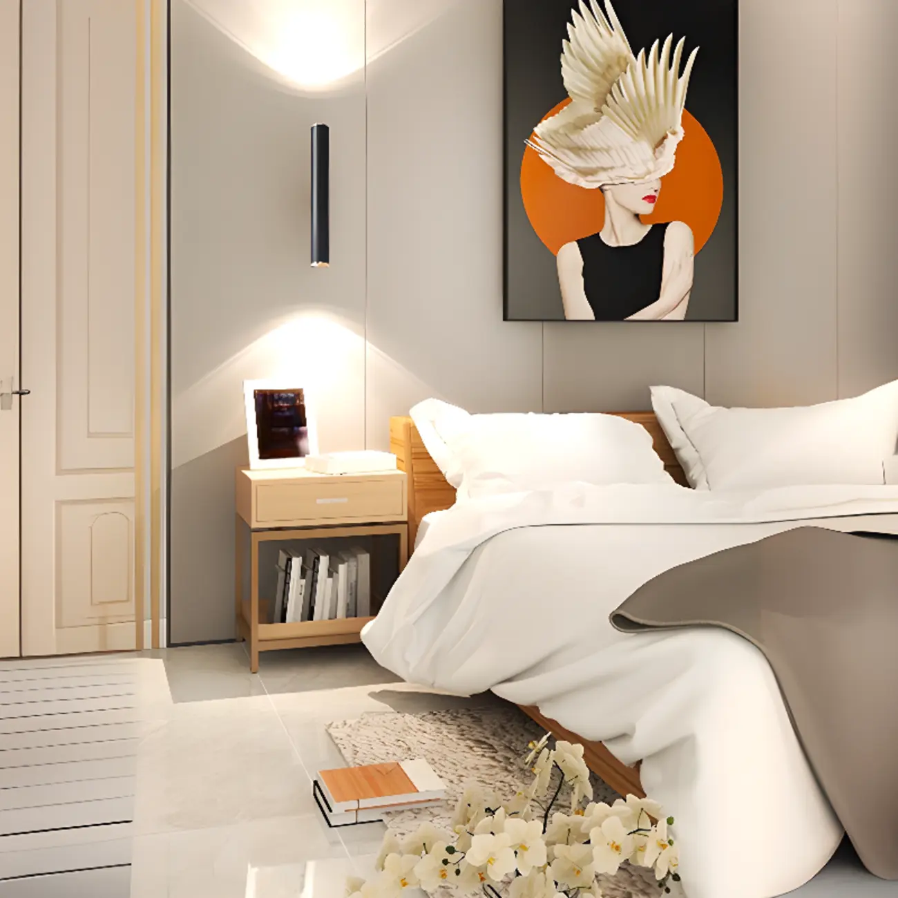 Modern Minimalist Wall Sconce with LED for Bedroom