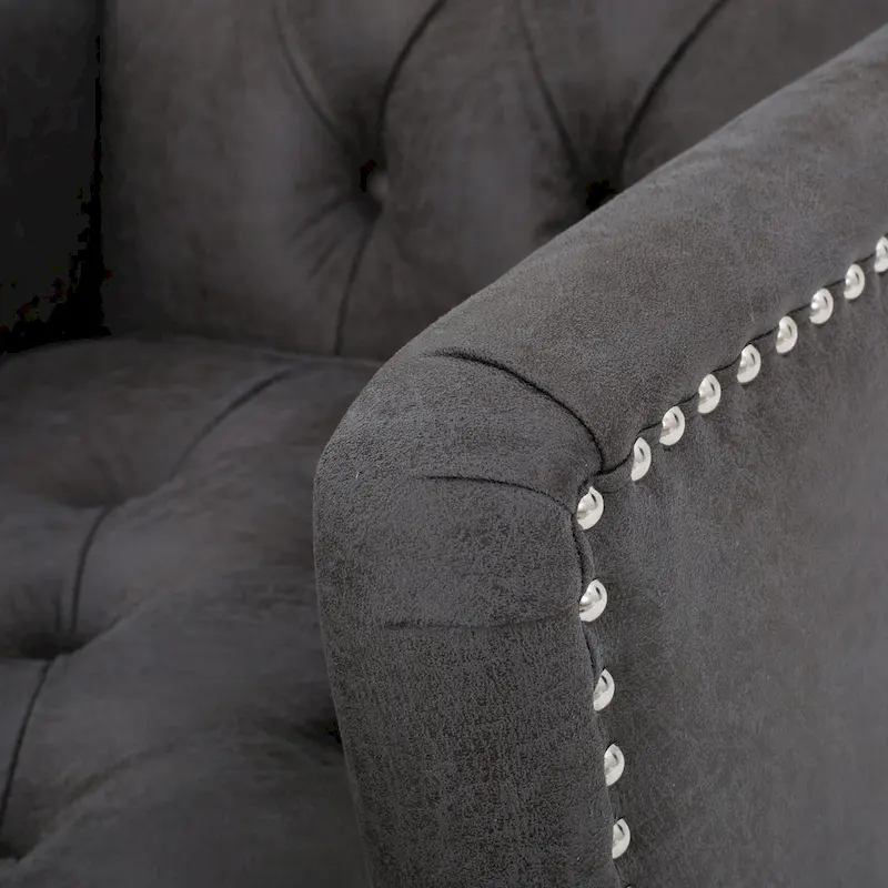 Slate 28 Button Tufted Club Chair with Nailheads