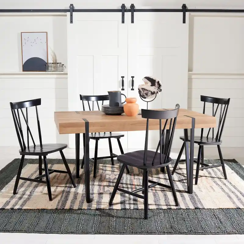 SAFAVIEH Asal Mid-Century Industrial Rustic Dining Room Table - 59.1 W x 35.4 L x 29.5 H - 59Wx35Dx30H