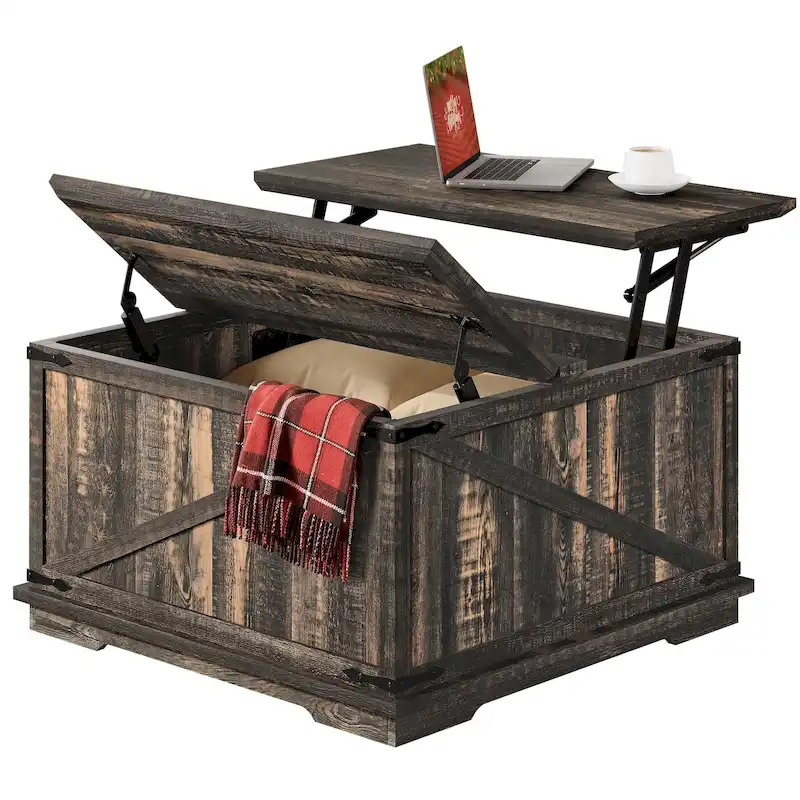 Moasis Farmhouse Lift Top Square Coffee Table with Storage