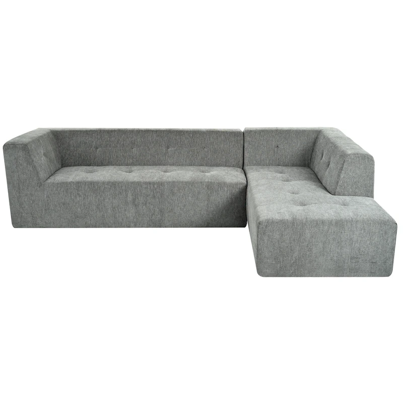 112.2 Chenille Modular L-Shaped Sofa Bed with Free Combination Design and No-Assembly Required