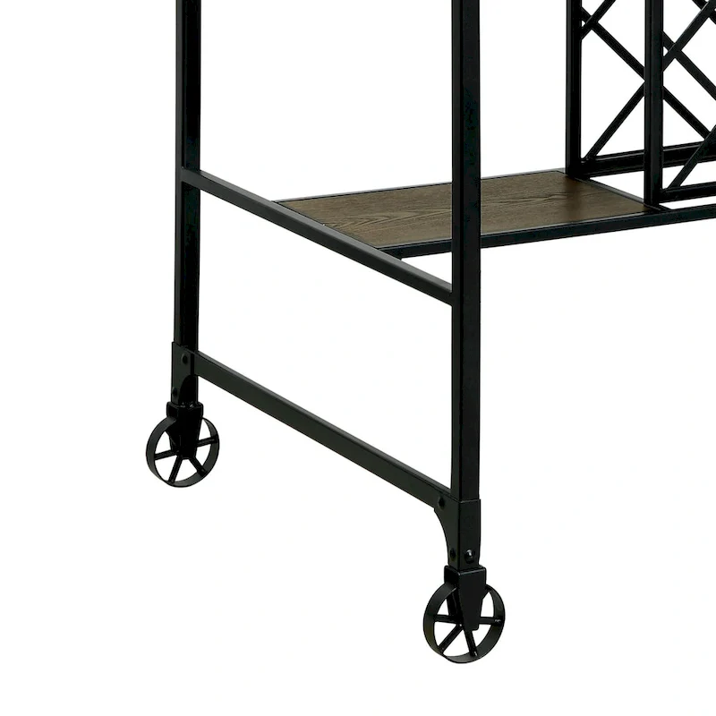 Industrial Medium Oak 48-inch Wide Metal Kitchen Island with Caster Wheels