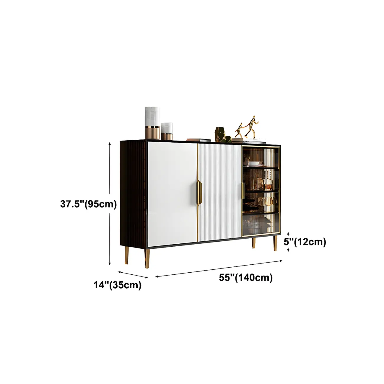 Glam High Gloss Wooden Buffet Sideboard with Cabinets
