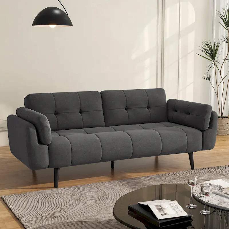 Modern Adjustable Backrest Convertible Futon Sleeper Couch