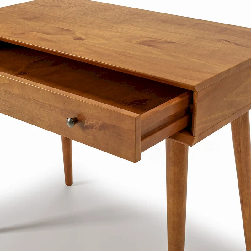 Mid-Century Solid Wood Desk with Drawer