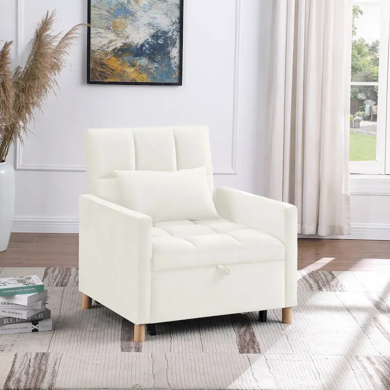 Convertible Sleeper Sofa Chair Bed, Adjustable Chair with Pillow, Multi-Functional Sleeper Chair