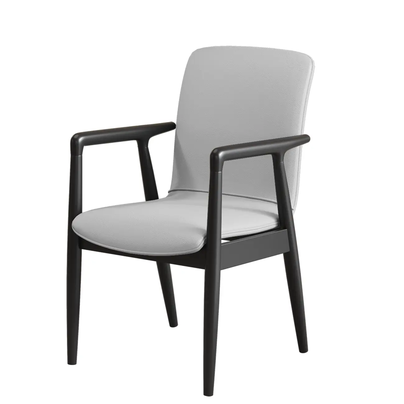 Modern Wood Faux Leather Upholstered Dining Armchair