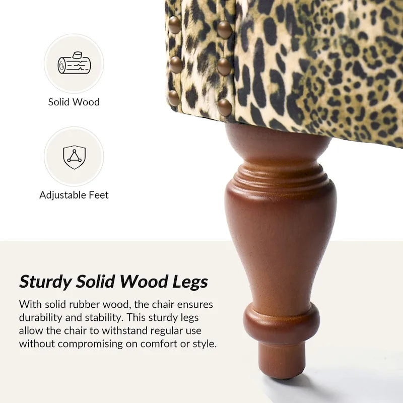 Ivan Traditional Animal Pattern Armchair with Nailhead Trim by