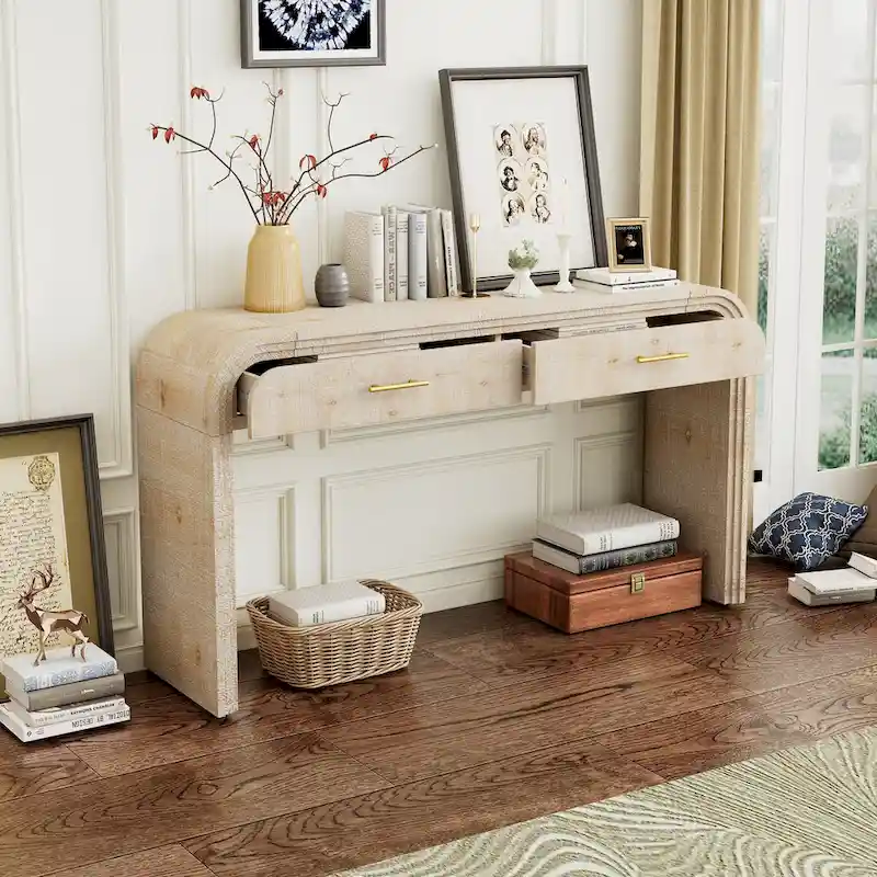 Nestfair Unique Retro Silhouette Console Table with Two Drawers