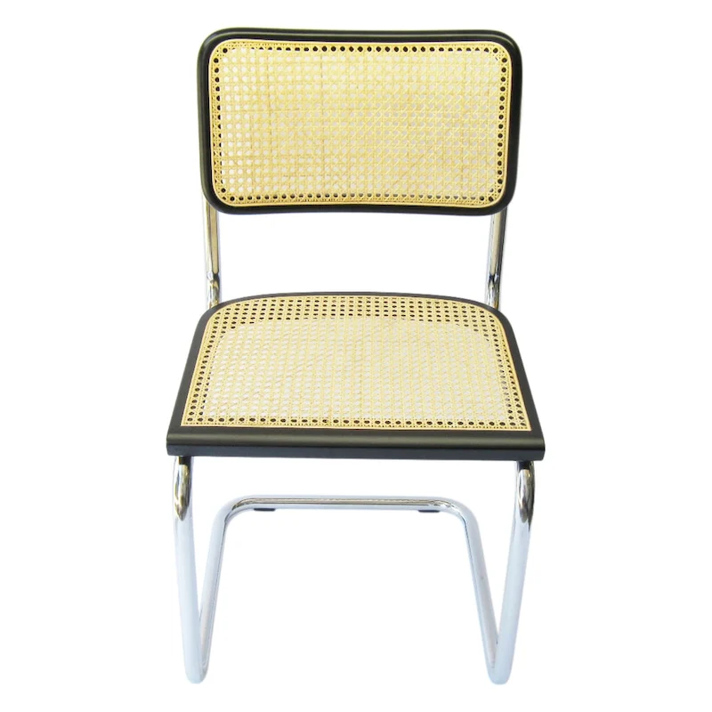 Breuer Chair Company Cesca Cane Dining Chair in Chrome and Black