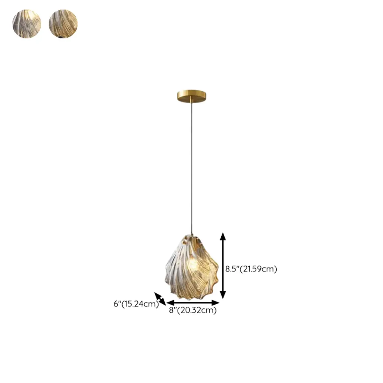 Modern Gold Clear Glass Shell Pendant Light