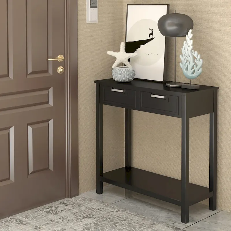 Console Sofa Table Entryway Table with 2 Drawers and Bottom Shelf