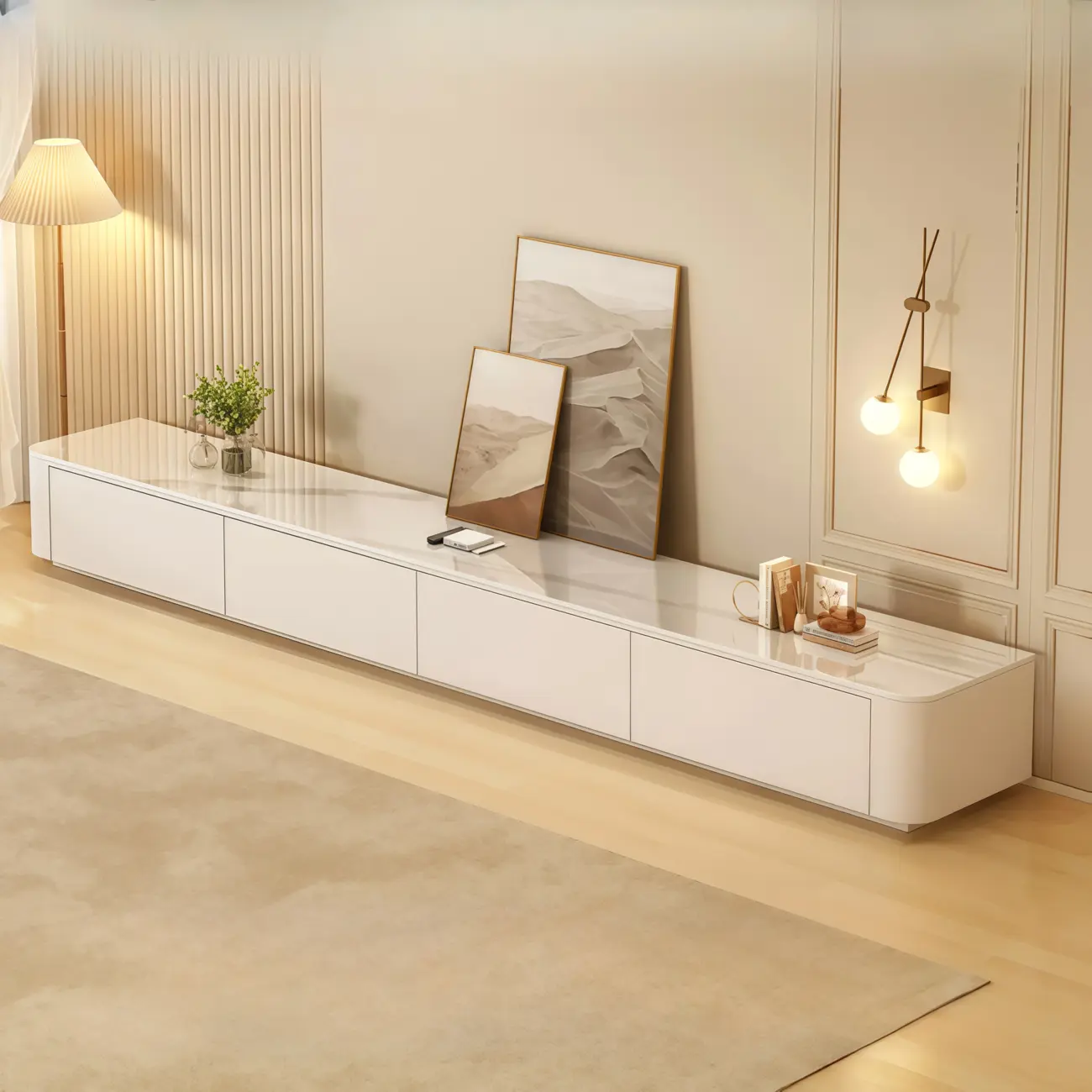 63 Sintered Stone Top Long TV Stand with Cable Management