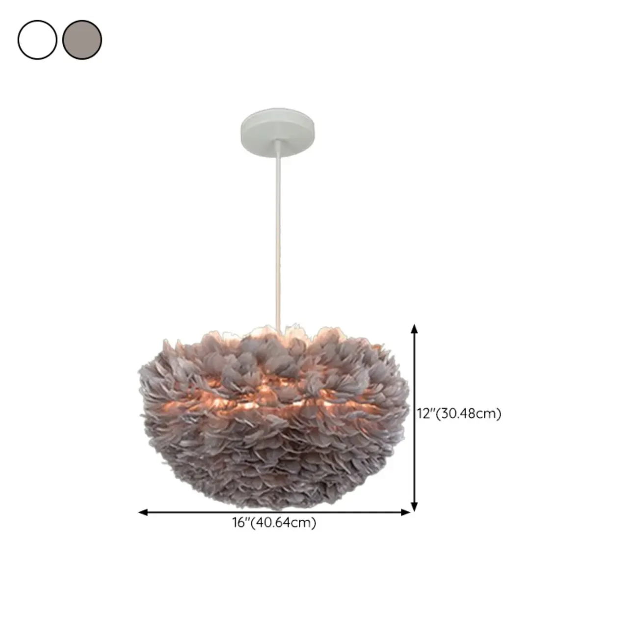 Modern White Feather Pendant Light Height Adjustable