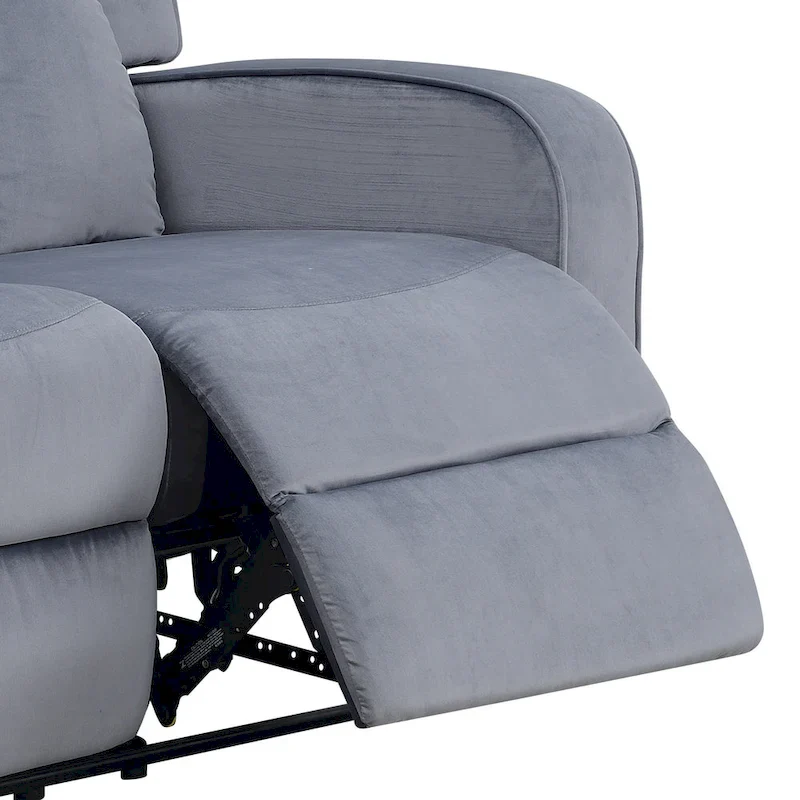 Dale Blue-grey Fabric Upholstered Reclining Sofa