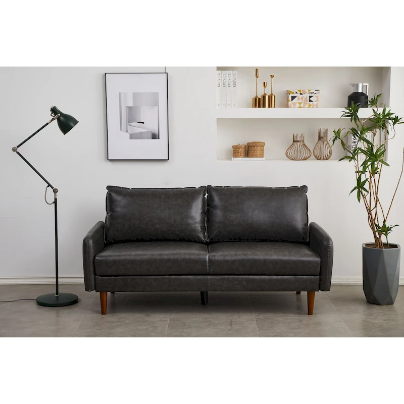 Faux leather 70 Square Arm Sofa