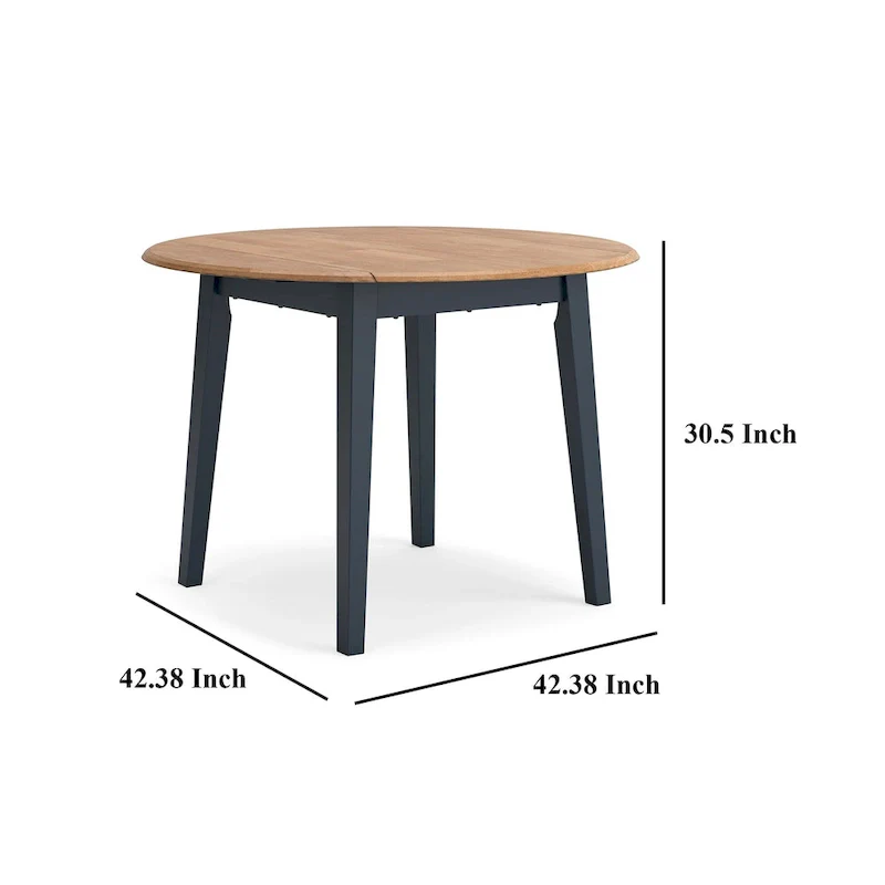 Dining Table, Extendable (26–42 inches), Dark Blue, Wooden, Includes 2 Extension Leaves