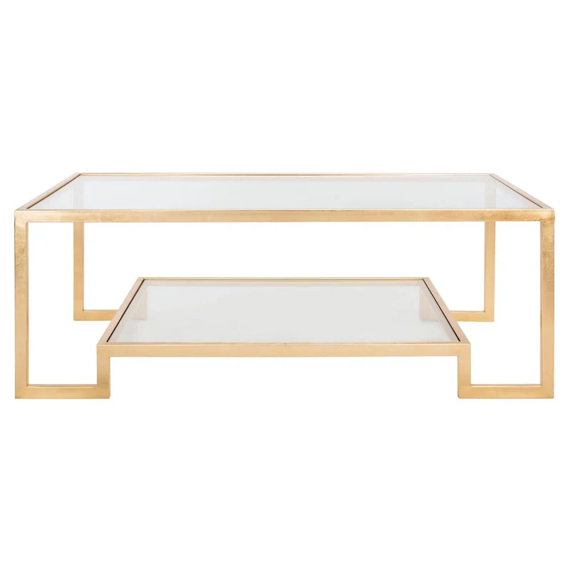SAFAVIEH Couture Delila Rectangle Gold Leaf Coffee Table - 51.3  W x 27.5  L x 17.8  H - 51Wx28Dx18H