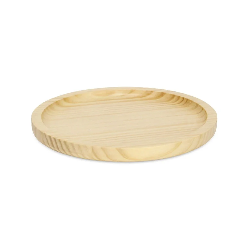 Kishen Ridge Round Natural Wood Glossy Tray