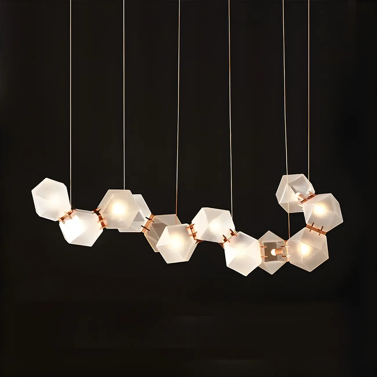 Simple Modern Glass Hexagonal Island Pendant Light