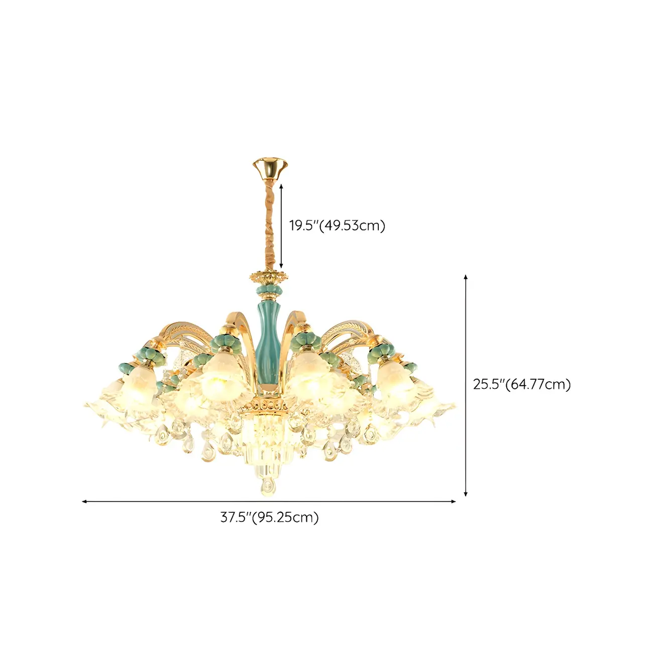 Living Room Down Light Crystal Chandelier with Flower Glass Shape