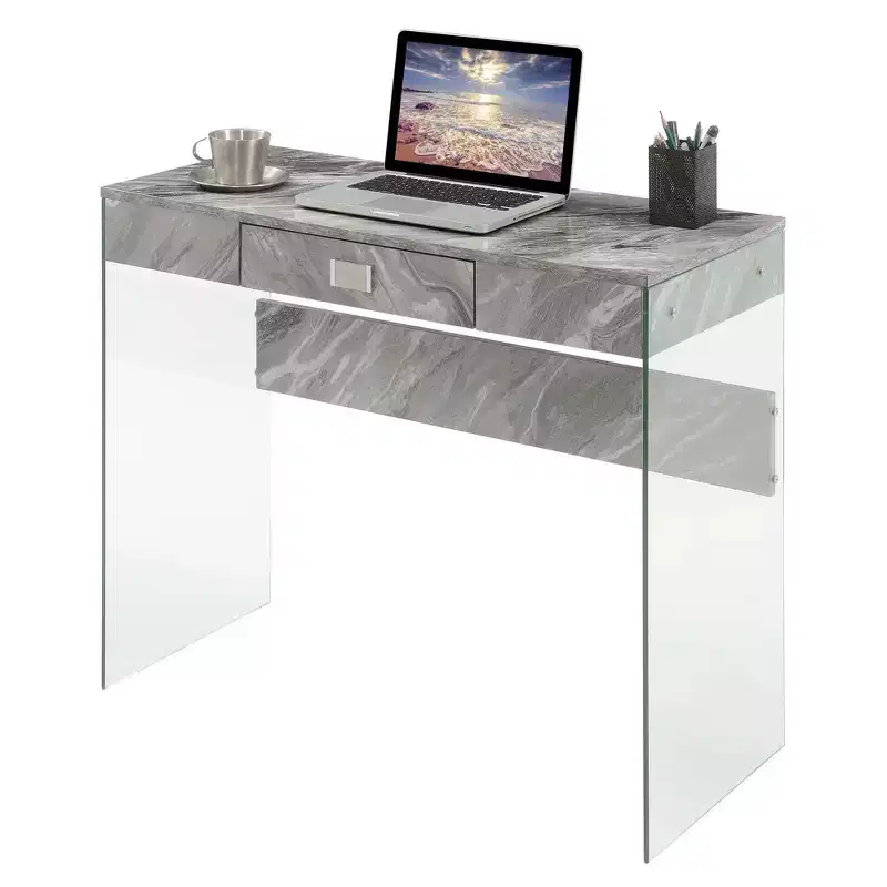 36 Breighton Home Uptown Glass Desk with Drawer