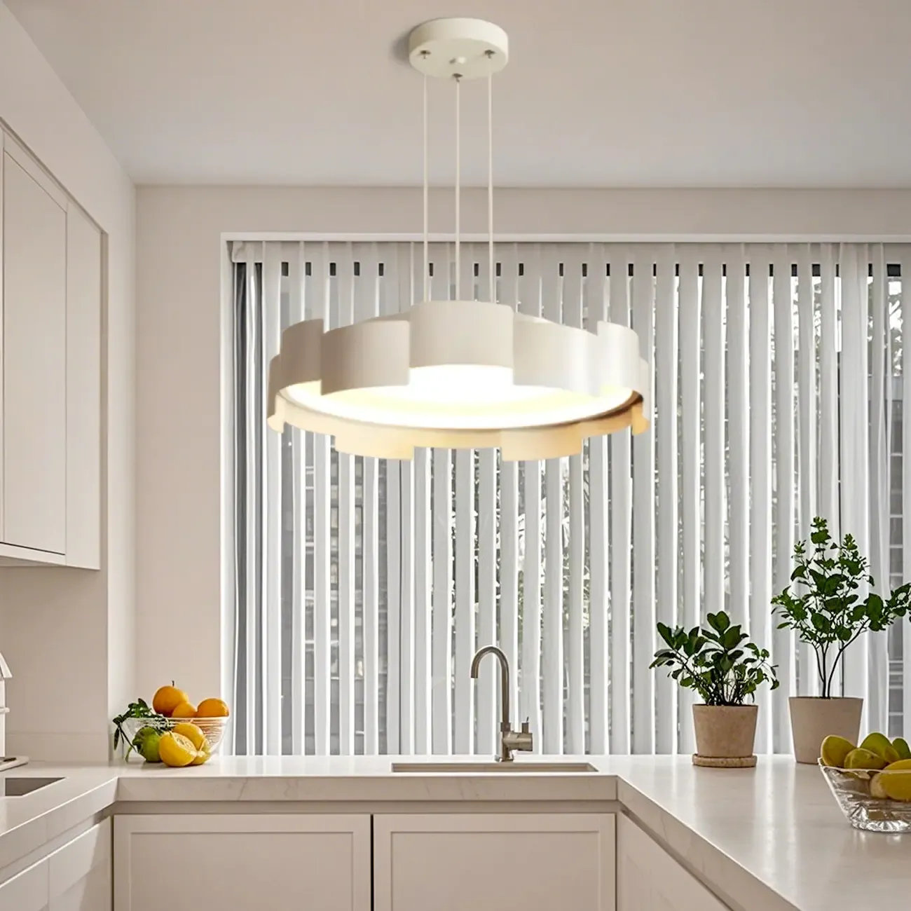 Modern Adjustable White Round LED Chandelier