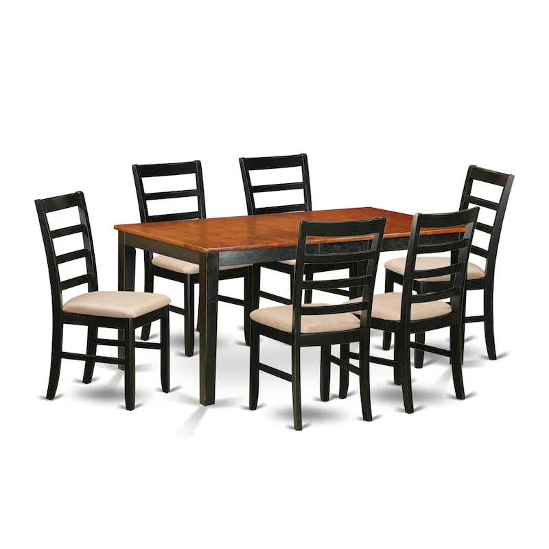 East West Furniture Table Set Consist of a Rectangle Butterfly Leaf Dining Table and Dining Chairs (Chair Seat Type Options)