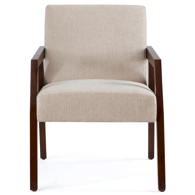 Mid-Century Modern Upholstered Accent Armchair with Solid Wood Legs, Living Room Bedroom Chair